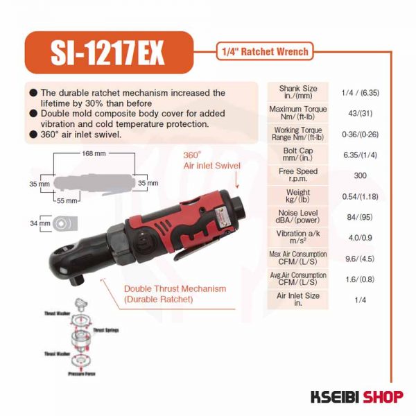 ⁦يد سيستيم بالهواء 1/4 بوصة 90 نيوتن SHINANO ياباني موديل SI-1217EX⁩ - الصورة ⁦2⁩