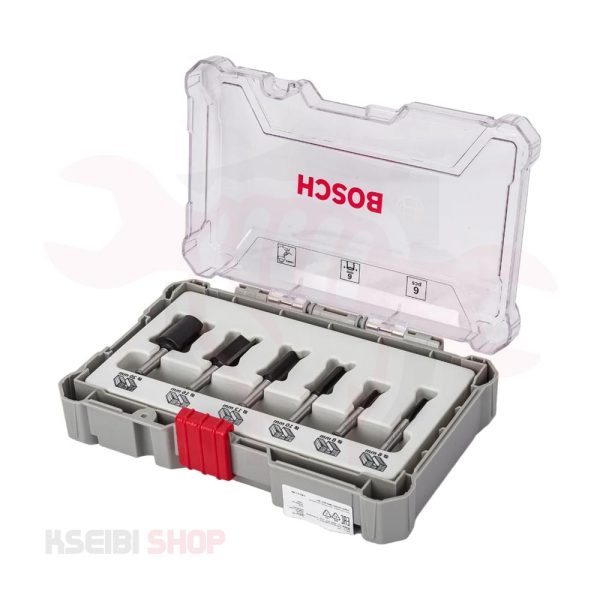 طقم بنط راوتر 8 مم 6 قطع BOSCH موديل Straight Router Bit Set