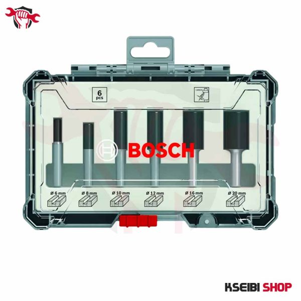 ⁦طقم بنط راوتر 6 مم 6 قطع BOSCH موديل Straight Router Bit Set⁩ - الصورة ⁦2⁩