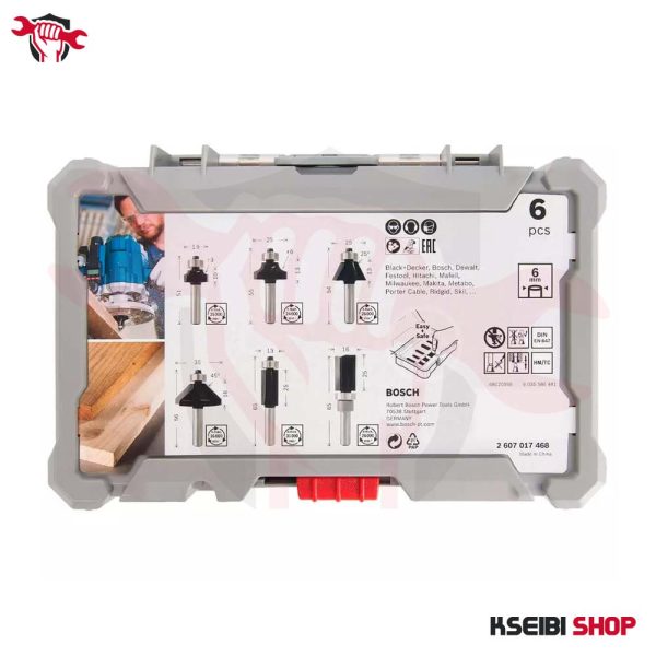 ⁦طقم بنط راوتر 6 مم 6 قطع BOSCH موديل Trim and Edging Router Bit Set⁩ - الصورة ⁦6⁩