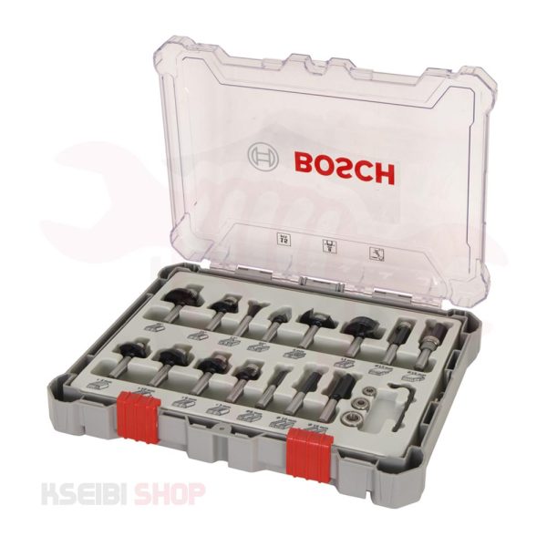 طقم بنط راوتر 6 مم 15 قطعة BOSCH موديل Mixed Router Bit Sets