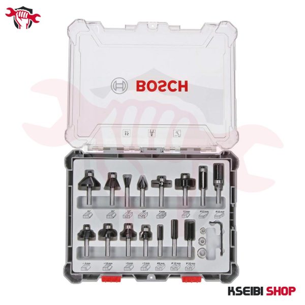 ⁦طقم بنط راوتر 6 مم 15 قطعة BOSCH موديل Mixed Router Bit Sets⁩ - الصورة ⁦3⁩