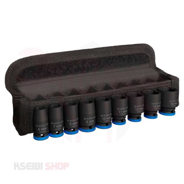 طقم لقم رباط تصادمية 1/4 بوصة 9 قطع بالملي BOSCH موديل PRO Impact Socket Set