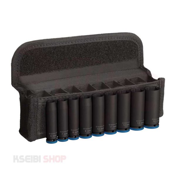 طقم لقم رباط تصادمية طويلة 1/4 بوصة 9 قطع بالملي BOSCH موديل PRO Impact Socket Set