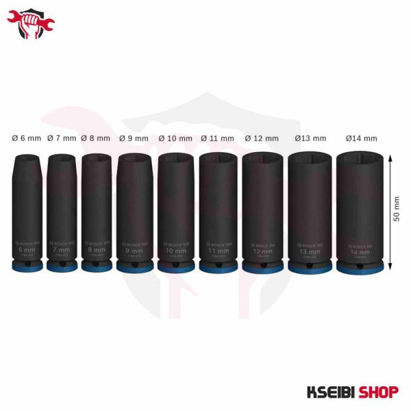 ⁦طقم لقم رباط تصادمية طويلة 1/4 بوصة 9 قطع بالملي BOSCH موديل PRO Impact Socket Set⁩ - الصورة ⁦3⁩