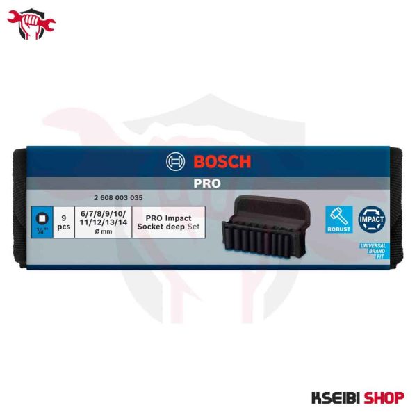 ⁦طقم لقم رباط تصادمية طويلة 1/4 بوصة 9 قطع بالملي BOSCH موديل PRO Impact Socket Set⁩ - الصورة ⁦4⁩