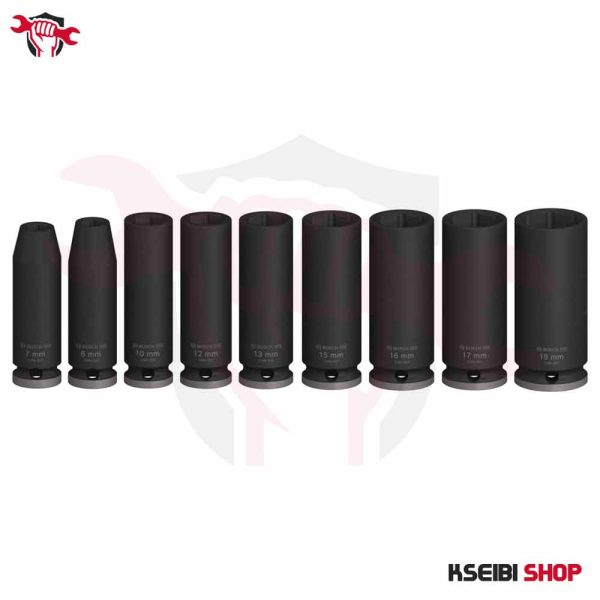 ⁦طقم لقم رباط تصادمية طويلة 3/8 بوصة 9 قطع بالملي BOSCH موديل PRO Impact Socket Set⁩ - الصورة ⁦2⁩