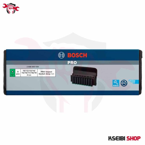 ⁦طقم لقم رباط تصادمية طويلة 1/2 بوصة 9 قطع بالملي BOSCH موديل PRO Impact Socket Set⁩ - الصورة ⁦4⁩