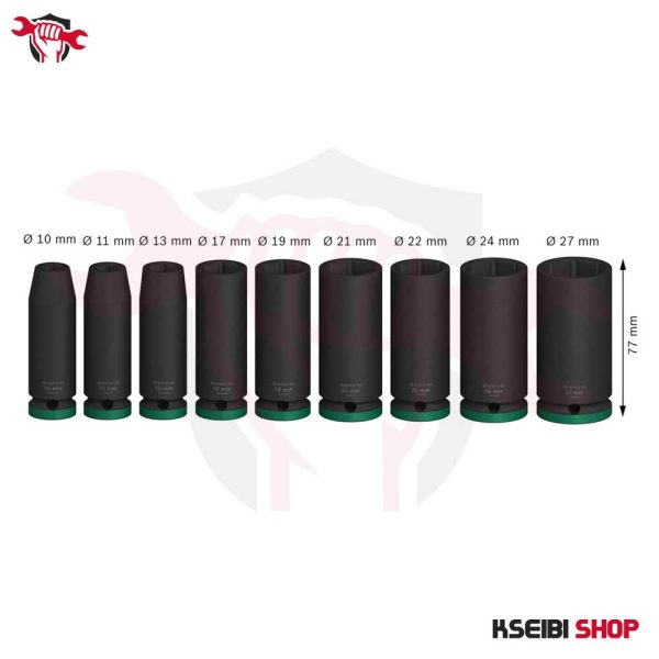 ⁦طقم لقم رباط تصادمية طويلة 1/2 بوصة 9 قطع بالملي BOSCH موديل PRO Impact Socket Set⁩ - الصورة ⁦3⁩