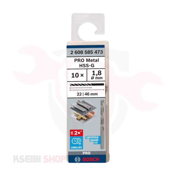 طقم بنط حدادي 10 قطع 1.8 مم HSS-G من BOSCH موديل PRO METAL