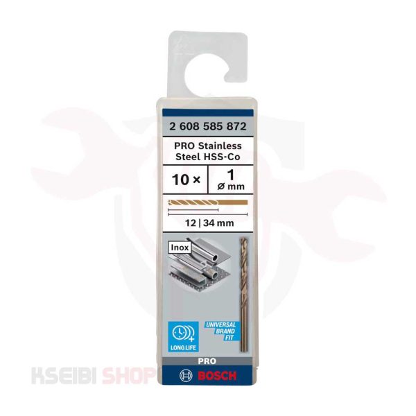 طقم بنط حدادي كوبلت 10 قطع 1 مم HSS-CO من BOSCH موديل PRO Stainless Steel