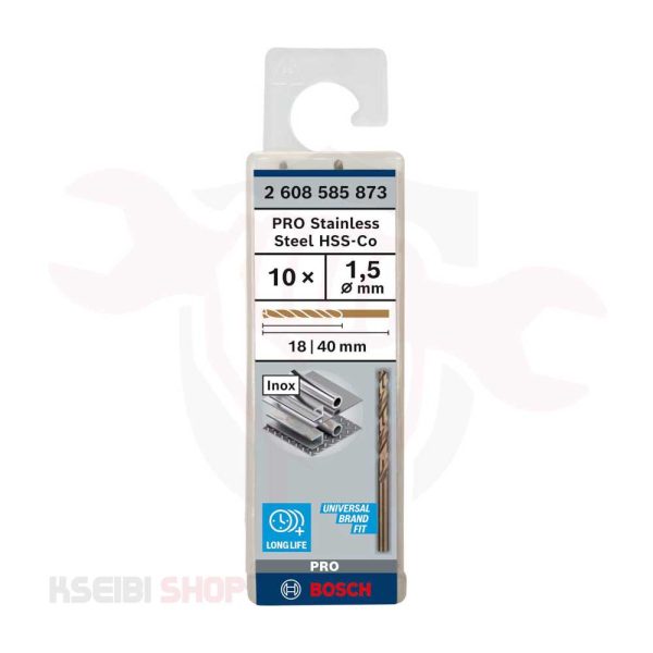 طقم بنط حدادي كوبلت 10 قطع 1.5 مم HSS-CO من BOSCH موديل PRO Stainless Steel