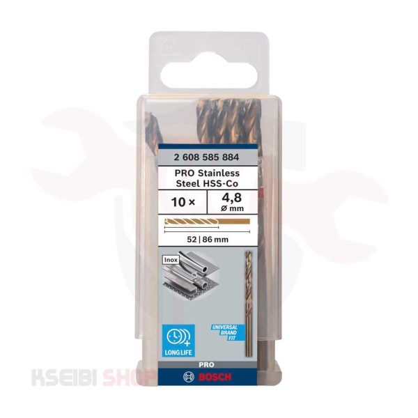 طقم بنط حدادي كوبلت 10 قطع 4.8 مم HSS-CO من BOSCH موديل PRO Stainless Steel