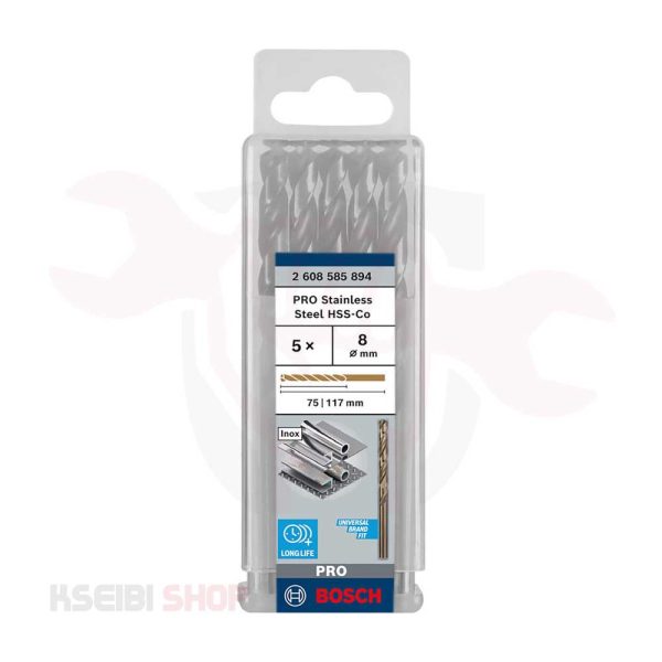 طقم بنط حدادي كوبلت 5 قطع 8 مم HSS-CO من BOSCH موديل PRO Stainless Steel