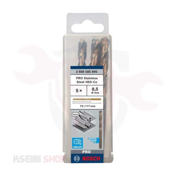 طقم بنط حدادي كوبلت 5 قطع 8.5 مم HSS-CO من BOSCH موديل PRO Stainless Steel