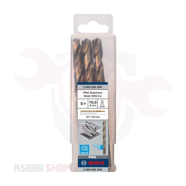 طقم بنط حدادي كوبلت 5 قطع 10.5 مم HSS-CO من BOSCH موديل PRO Stainless Steel