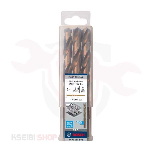 طقم بنط حدادي كوبلت 5 قطع 12.5 مم HSS-CO من BOSCH موديل PRO Stainless Steel