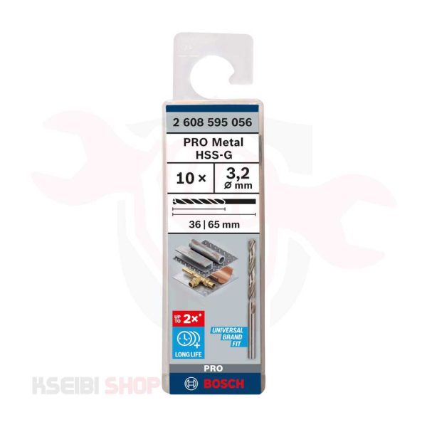 طقم بنط حدادي 10 قطع 3.2 مم HSS-G من BOSCH موديل PRO METAL