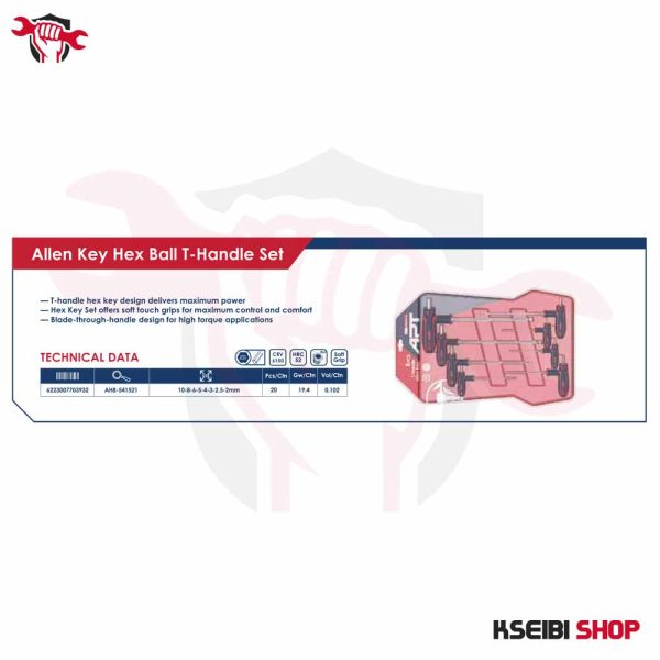 ⁦طقم مفاتيح آلن كي حرف T بلية 8 قطع فلات APT موديل AH541521-8⁩ - الصورة ⁦4⁩