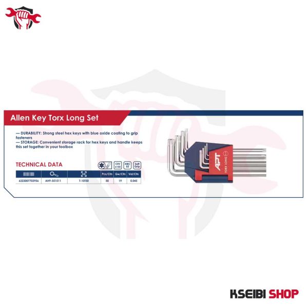 ⁦طقم مفاتيح آلن كي نجمة طويل 9 قطع APT موديل AH551511-9⁩ - الصورة ⁦4⁩
