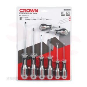 طقم مفكات 8 قطع عادة + صليبة CROWN موديل CPHDS-AX08
